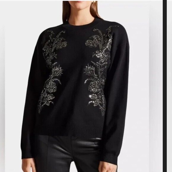 Ted Baker Black Embellished Sequin Sweater - Picture 3 of 16